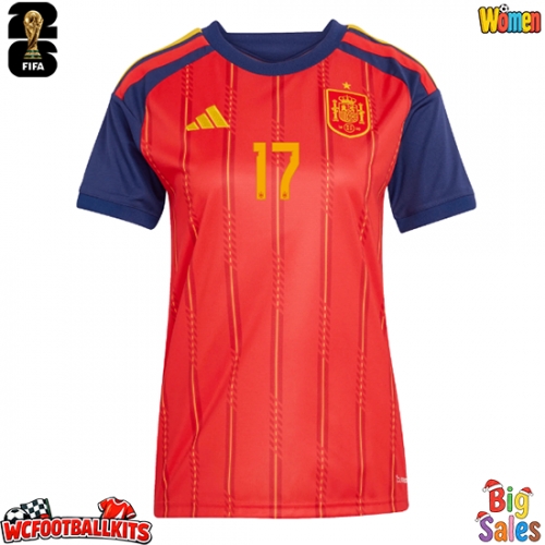 Spain Nico Williams #17 Replica Home Stadium Shirt for Women World Cup 2026 Short Sleeve